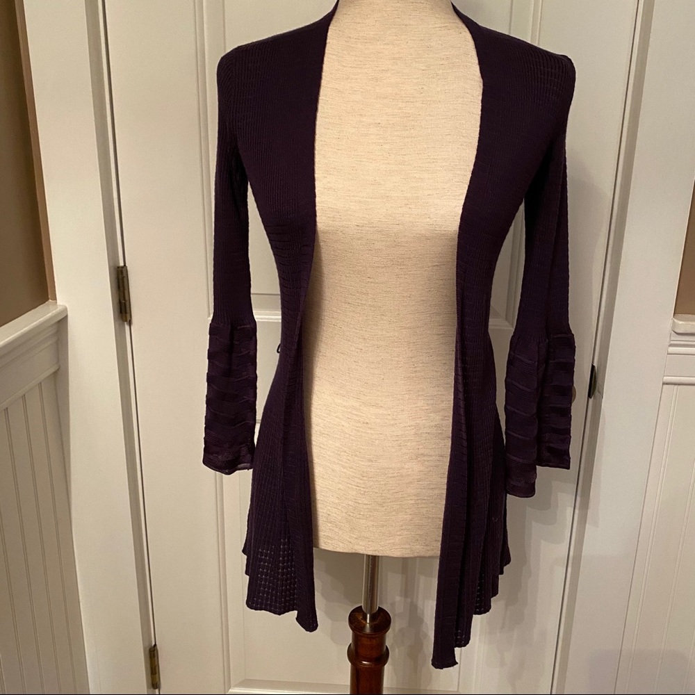 MISSONI SWEATER CARDIGAN PURPLE 3/4 SLEEVE Size 2 38